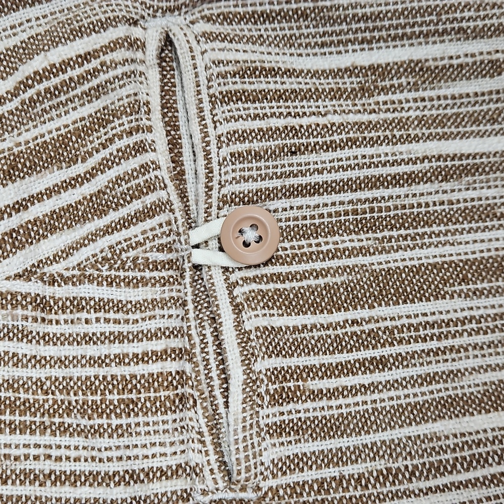Free People Marta Yarn Dye Trousers White Tan Size 2 100% Cotton - Picture 3 of 13